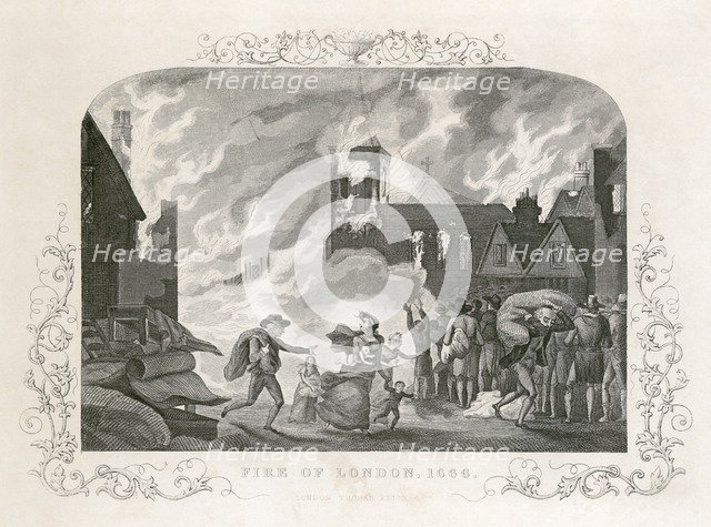 Great Fire of London, 1666 (c19th century). Artist: Unknown.