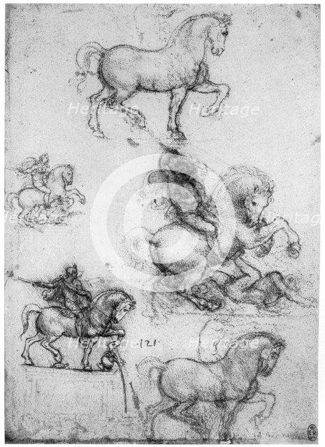 Studies for the 'Trivulzio Monument', c1508 (1954).Artist: Leonardo da Vinci