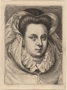 Woman with White Veil and Black Hat (Mary Stuart?), 1645. Creator: Wenceslaus Hollar.