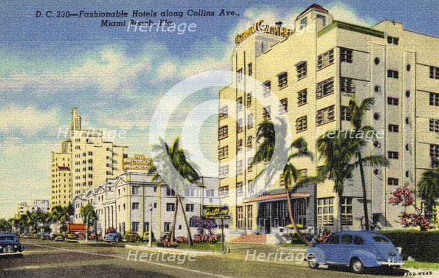 Fashionable hotels along Collins Avenue, Miami Beach, Florida, USA, 1946. Artist: Unknown