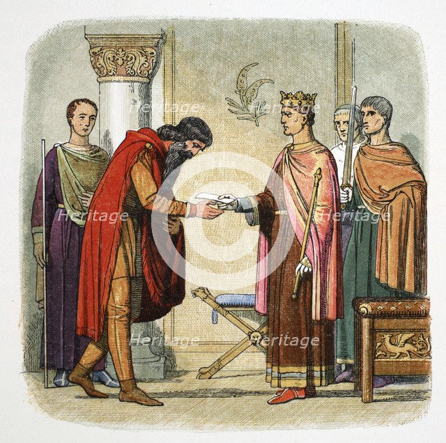 Henry II of England authorizes Dermot MacMorrough to levy forces, 1170 (1864). Artist: James William Edmund Doyle