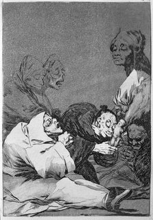 Los Caprichos, series of etchings by Francisco de Goya (1746-1828), plate 47: 'Obsequio a el maes…