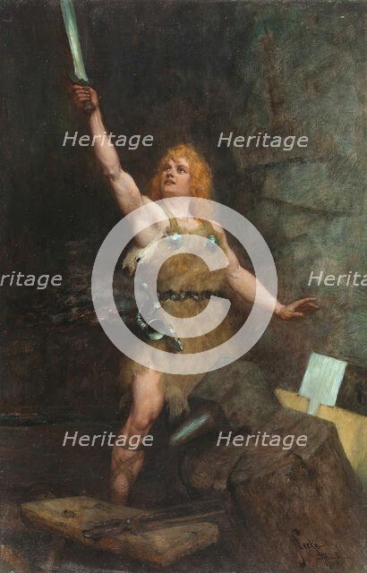 Siegfried in the forge, 1900. Creator: Leeke, Ferdinand (1859-1937).