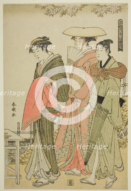 Flowers, from the series "Snow, Moon, and Flowers of the Floating World (Ukiyo..., c. 1784/85. Creator: Katsukawa Shuncho.