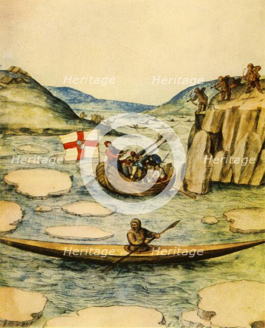 'Esquimaux Attacking an English Boat from their Cayaks', 1941. Creator: John White.