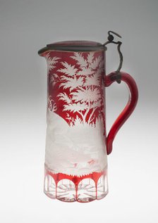 Covered Jug, Bohemia, c. 1840/50. Creator: Bohemia Glass.