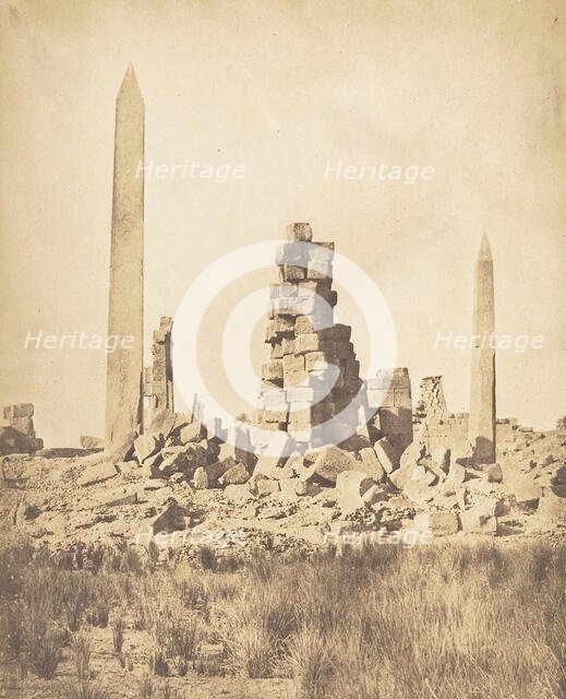 Obélisques du Palais de Karnac (Thèbes), 1849-50. Creator: Maxime du Camp.