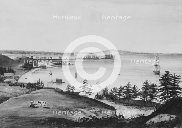 The Bay of New York Looking to the Narrows and Staten Island, Taken from Brooklyn..., 1820-25. Creator: William Guy Wall.