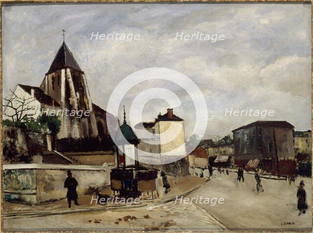 Saint-Germain-de-Charonne church, Place Saint-Blaise and rue de Bagnolet, c1920. Creator: Marcel Leprin.