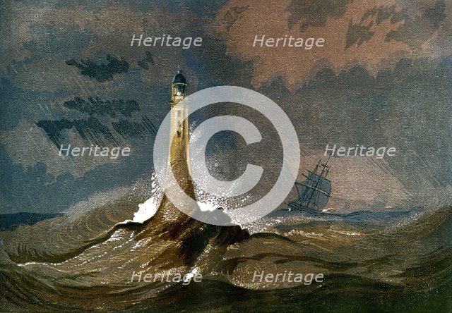 Smeaton's Eddystone Lighthouse, Devon, c1850. Artist: Unknown