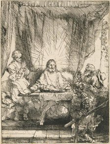 Christ at Emmaus: the Larger Plate, 1654. Creator: Rembrandt Harmensz van Rijn.