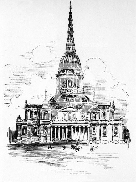 'Sir Christopher Wren's Final Design for St Paul's', 17th century. (1910). Artist: Sir Christopher Wren.