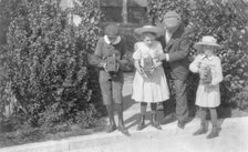 3 children sighting box cameras, c1905. Creator: Frances Benjamin Johnston.