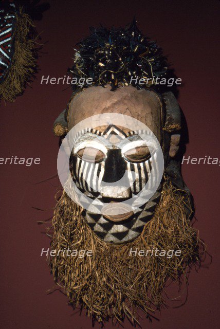 Mask used in initiation ceremony from Kuba, Zaire. Artist: Unknown.