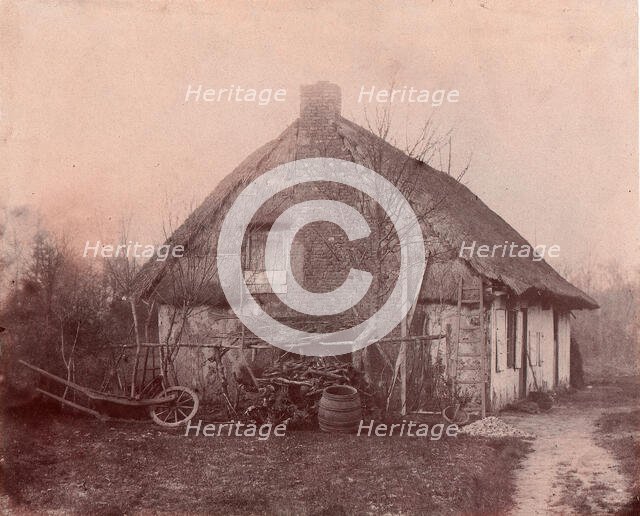 Ferme au toit de chaume, 1850-53. Creator: Unknown.