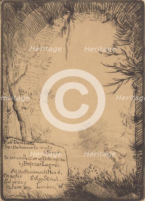 Plate made for an Exhibition at the Dunthorne Home (Planche faite pour une exposition chez...). Creator: Alphonse Legros.