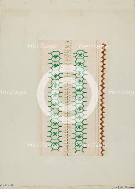 Sampler (Stitching), c. 1937. Creator: Ruth M. Barnes.