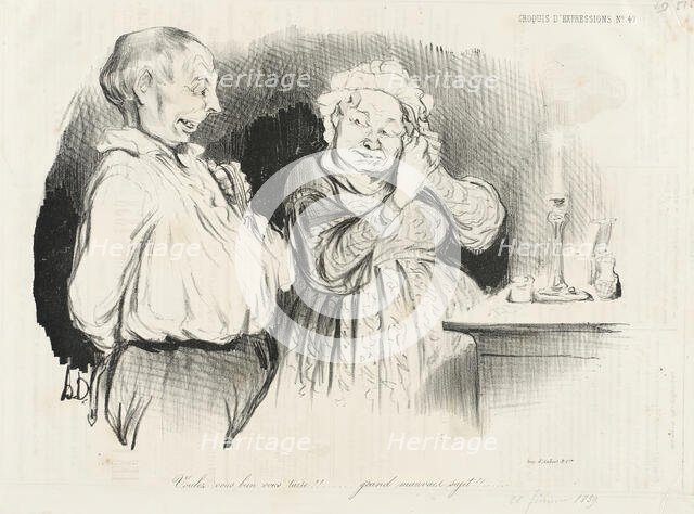 Voulez-vous bien vous taire!!..., 1839. Creator: Honore Daumier.
