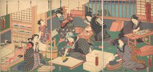 Artisans, from the series "An Up-to-Date Parody of the Four Classes", 19th century., 19th century. Creator: Utagawa Kunisada.