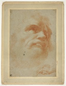 Male Head and Sketch of Right Hand Holding Stylus, 1520/24. Creators: Correggio, Unknown.