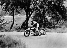 A man on a Norton bike taking part in the Belgian Grand Prix, 1924. Artist: Unknown