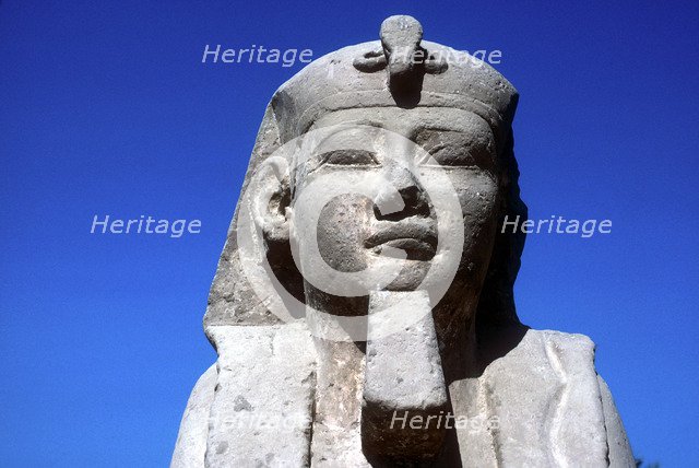 Closeup of Sphinx's head, Temple sacred to Amun Mut & Khons, Luxor, Egypt, c370 BC. Artist: Unknown
