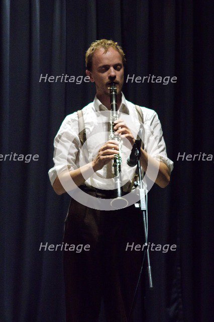 Ewan Bleach, Watermill Jazz Club, Dorking, Surrey,  August 2015. Artist: Brian O'Connor.