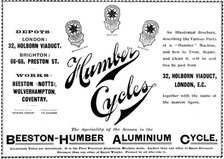 Advertisement for Humber Cycles, 1898. Creator: Unknown.
