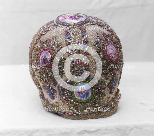 Miter of pearls, vestry of the Ipatievsky Monastery, Kostroma, 1911. Creator: Sergey Mikhaylovich Prokudin-Gorsky.