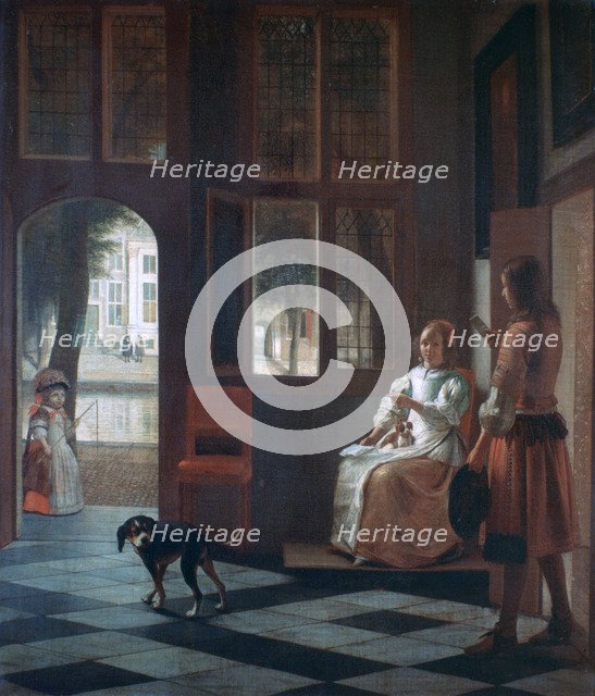 'A Woman Directing a Young Man With a Letter', 1670. Artist: Pieter de Hooch