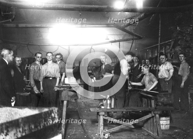Workers at Trelleborgs glassworks, Trelleborg, Sweden, 1934. Artist: Unknown