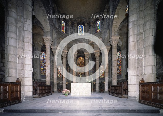 Inside view of the ambulatory of the Church of Notre - Dame du Port in Clermont Ferrand.