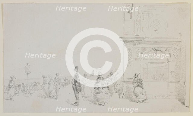 A group of figures on an esplanade, 1857. Creator: James Abbott McNeill Whistler.