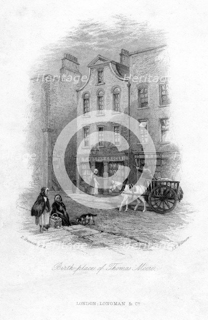 The Birth Place of Thomas Moore, Dublin, c19th century.Artist: James Tibbitts Willmore