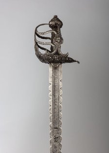 Basket-hilted Sword, hilt, British; blade, German, blade dated 1662. Creator: Johannes Wundes.