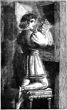 Waldensian youth hiding his vernacular Bible c1200 (19th century). Artist: Unknown