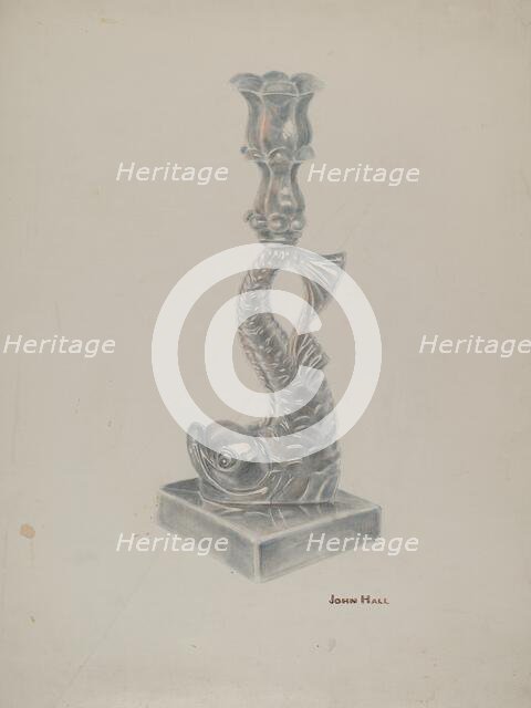 Glass Candlestick, c. 1940. Creator: John Hall.