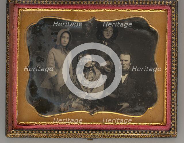 Untitled (Portrait of Three Woman and a Man), 1858. Creator: Unknown.