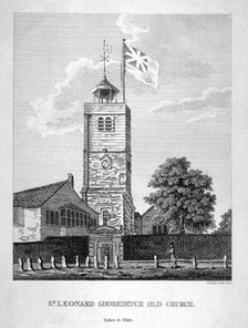 Old St Leonard's Church, Shoreditch, London, 1735. Artist: Bernard Lens