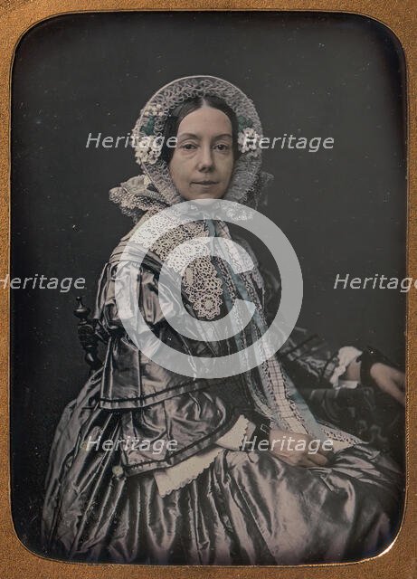 Seated Middle-aged Woman Dressed in Finery, 1854-60. Creator: William Hardy Kent.