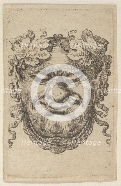 Mask of Bacchus with a Wreath of Grape Leaves and Ribbon, from Divers Masques, ca. 1635-45. Creator: Francois Chauveau.