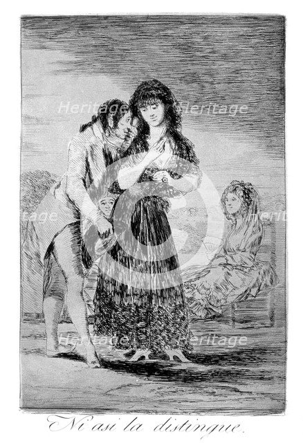 'Even thus he cannot make her out', 1799. Artist: Francisco Goya