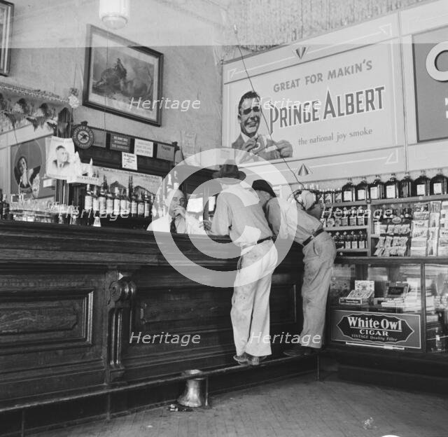 Original bar of "Helldorado", Crystal Palace Saloon, Tombstone, Arizona, 1938. Creator: Dorothea Lange.