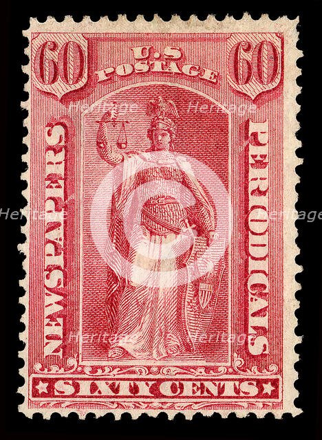 60c Justice Newspapers and Periodicals imprint single, 1875. Creator: Unknown.