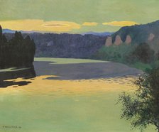 The Seine at Les Andelys, in the evening, 1924. Creator: Vallotton, Felix Edouard (1865-1925).