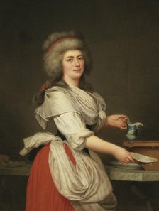 Madame A. Aughié, Friend of Marie Antoinette, as a Dairymaid in the Royal Dairy at..., 1787. Creator: Adolf Ulric Wertmüller.