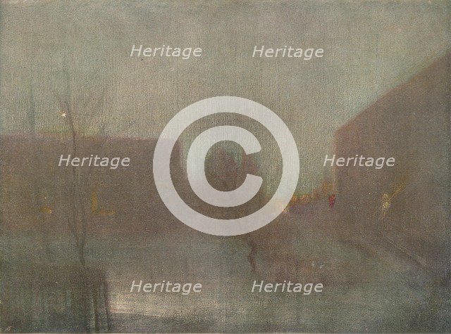 'Nocturne Trafalgar Square Chelsea Snow', 1876 (1903-1904).  Artist: James Abbott McNeill Whistler.