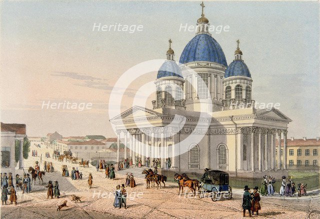 The Trinity Cathedral of the Izmailovsky Regiment in Saint Petersburg, 1836. Artist: Beggrov, Karl Petrovich (1799-1875)