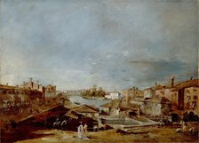 View of Dolo on the Brenta, between 1774 and 1776. Creator: Francesco Guardi.
