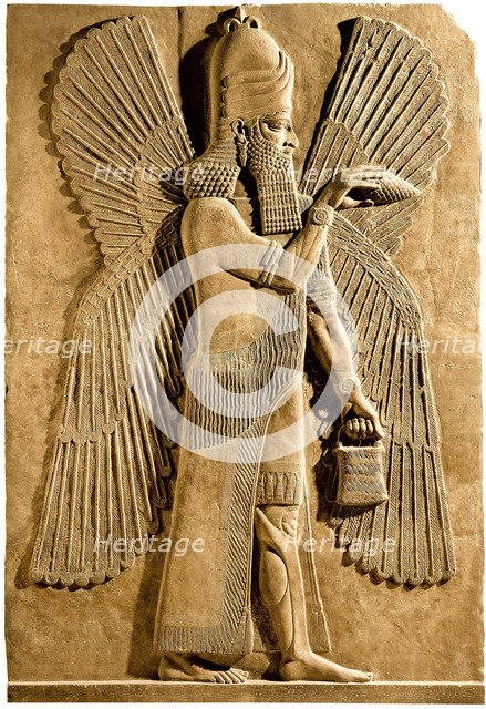 Winged genie. Detail of a relief from the palace of Assyrian king Sargon II, 722-705 BC. Artist: Assyrian Art  